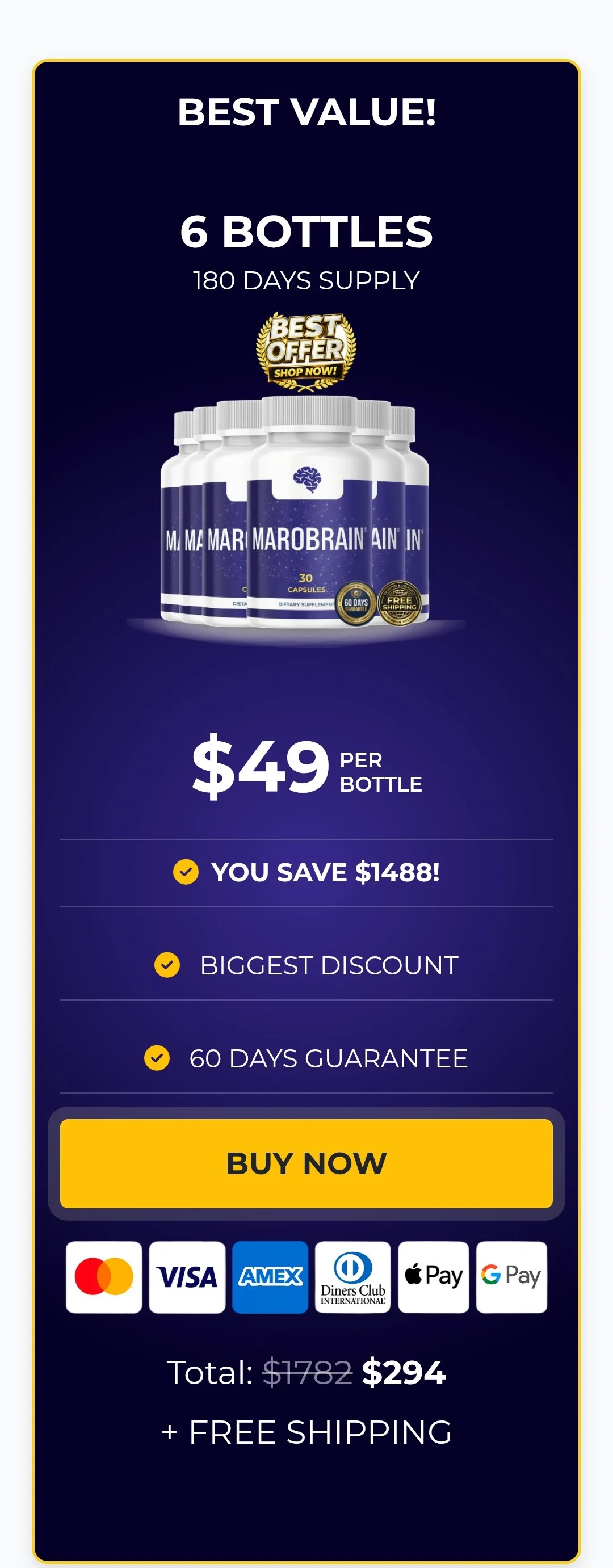 Marobrain™ 6 bottles pricing